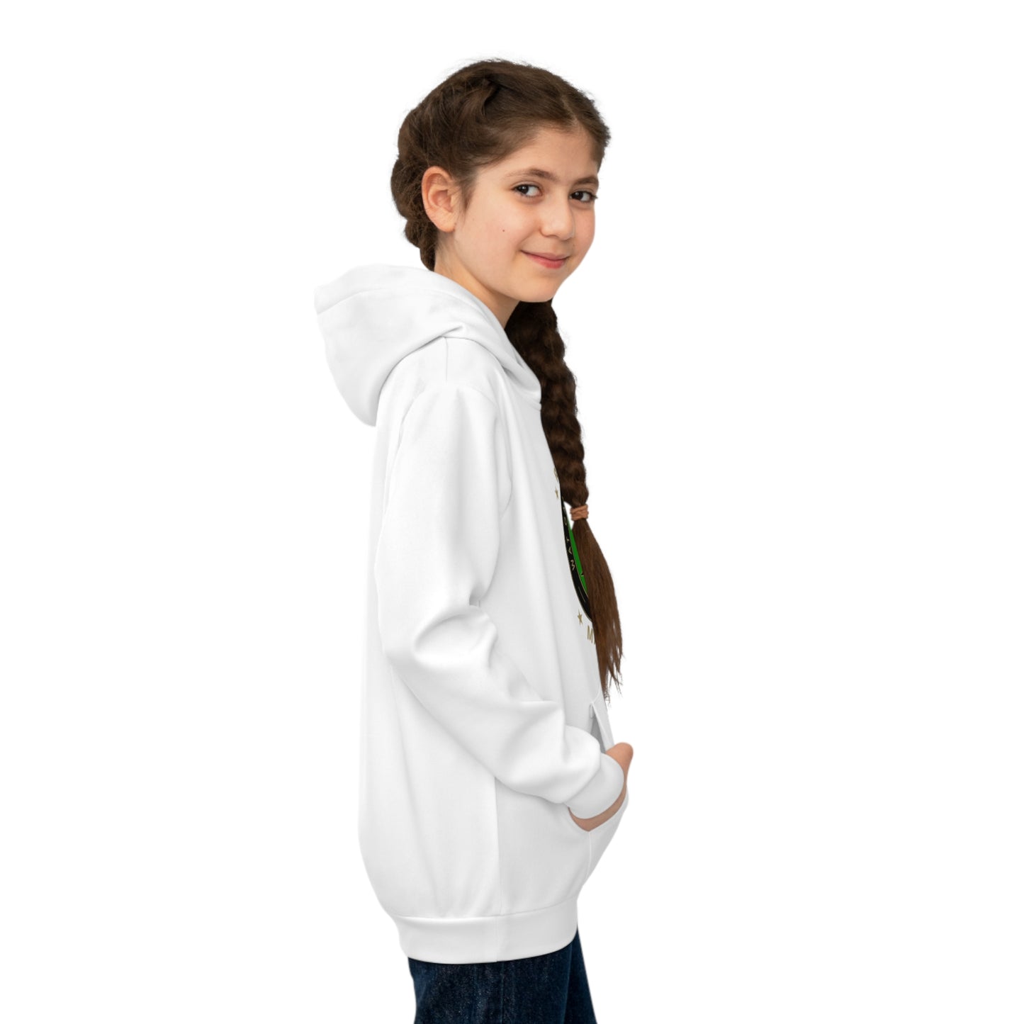 Hoodie regular wit - kids - FR - Wat gaan we doen vandaag - logo voor groot