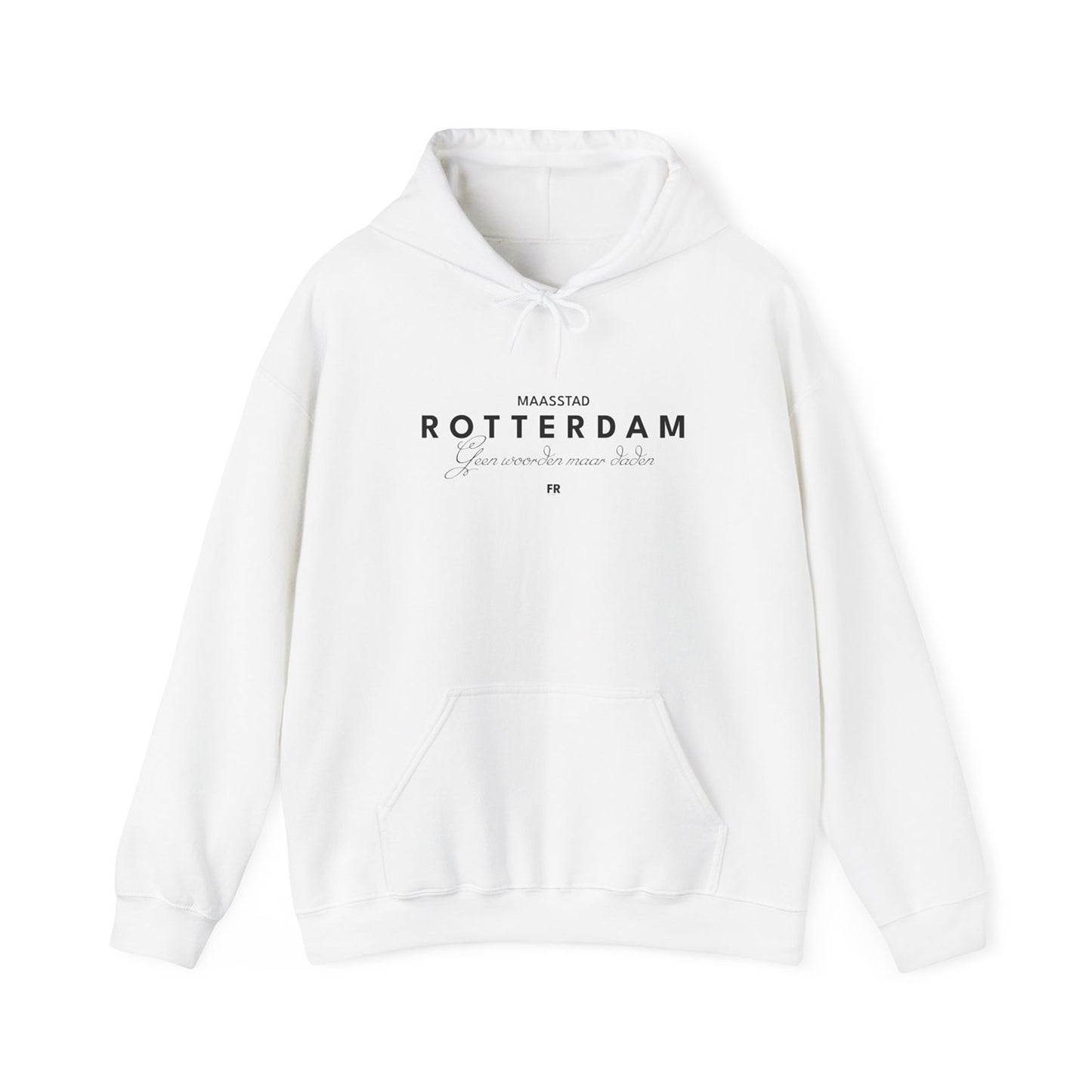 Hoodie relax - Rotterdam - Geen woorden maar daden - logo voor groot