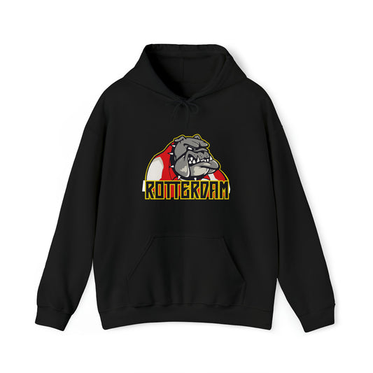 Feyenoord rood witte bulldog op zwarte hoodie met capuchon