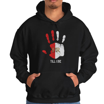 Hoodie relax - FR - Till i die hand - logo voor groot