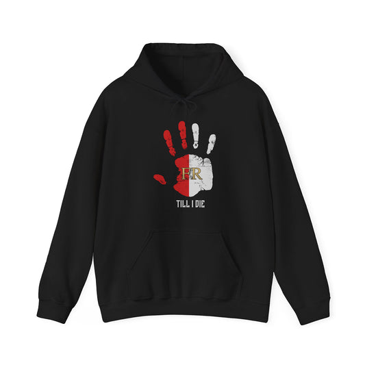 Hoodie relax - FR - Till i die hand - logo voor groot