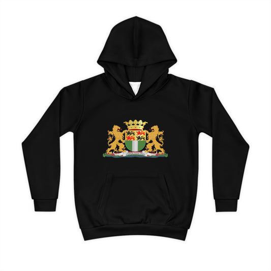 Zwart kinder hoodie met het wapen van Rotterdam