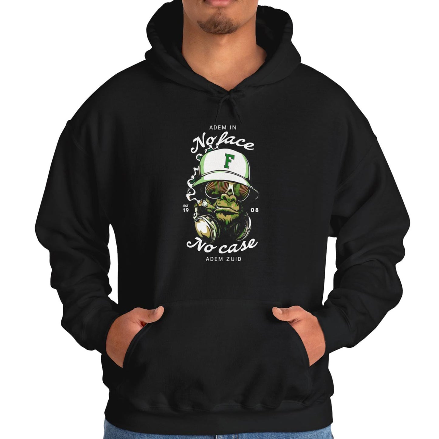 Hoodie relax - Adem in adem Zuid - No face No case - logo voor groot