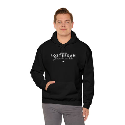 Hoodie relax - Rotterdam - Geen woorden maar daden - logo voor groot