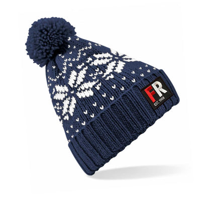 Kerst muts beanie hoog met badge - FR - EST. 1908 - rood en wit
