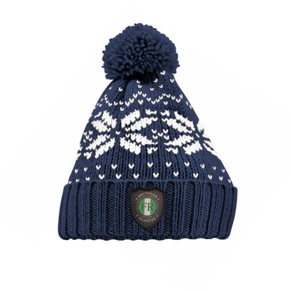 Kerst muts beanie hoog met badge - FR - Wat gaan we doen vandaag