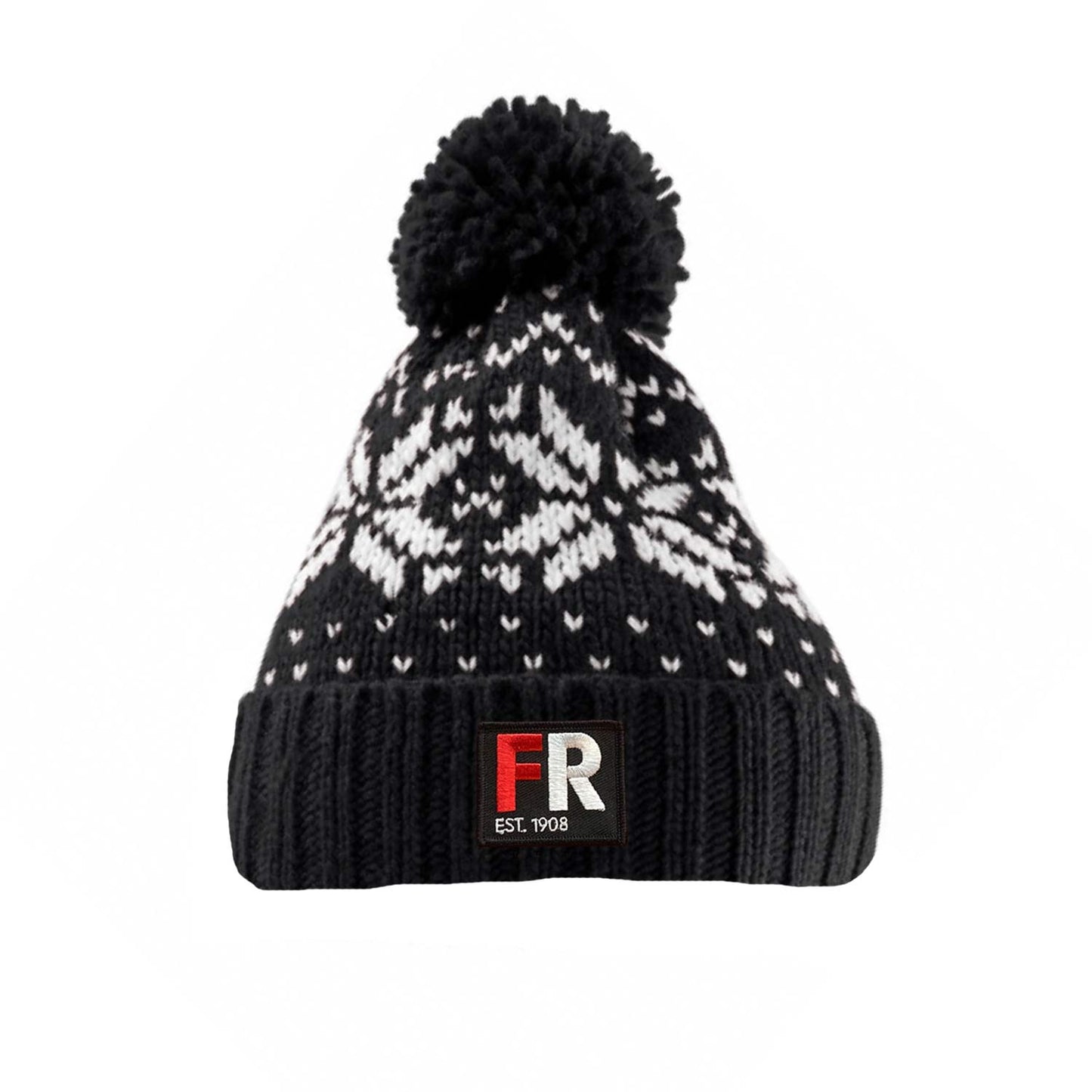 Kerst muts beanie hoog met badge - FR - EST. 1908 - rood en wit