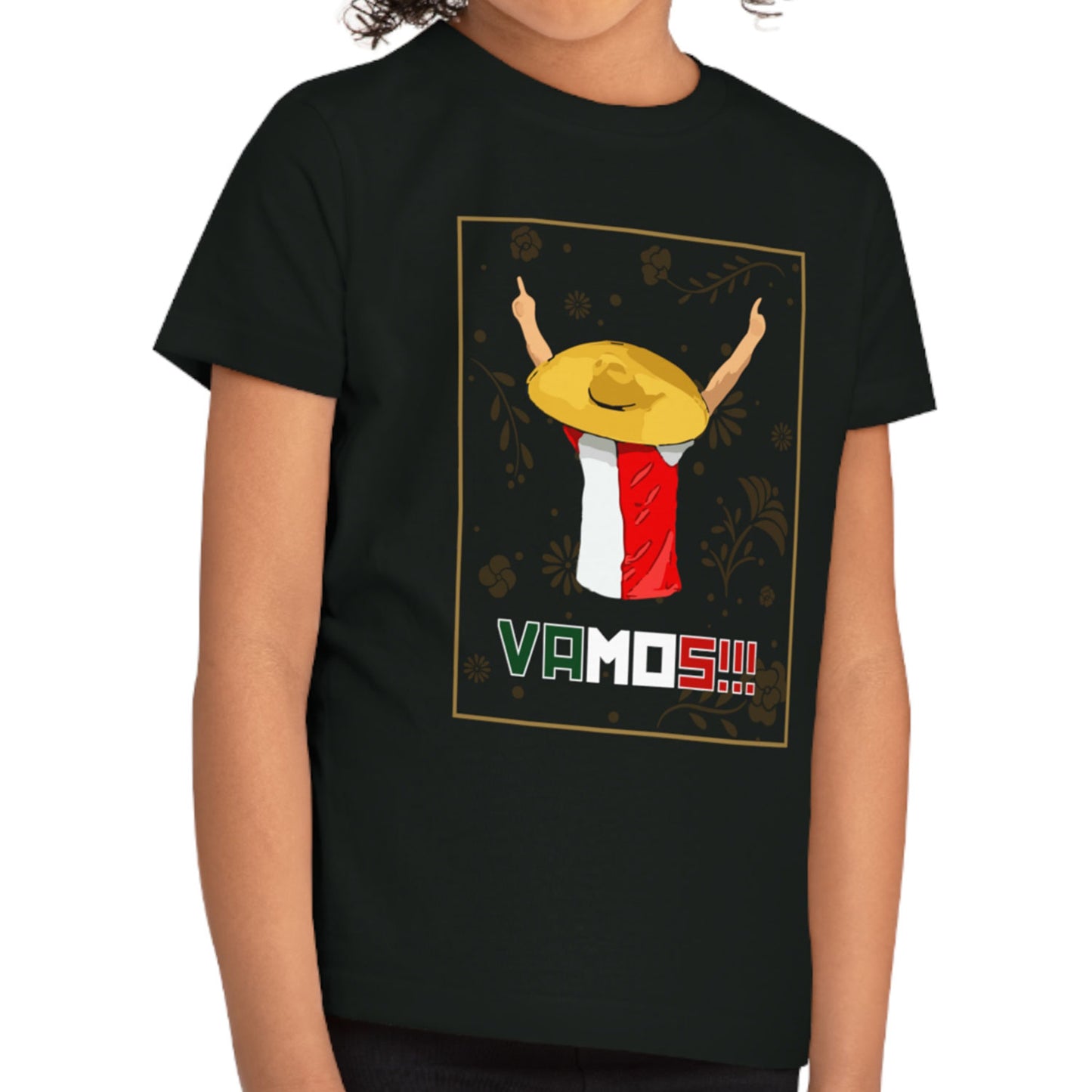 T-shirt regular zwart - kids - VAMOS!!! - logo voor groot