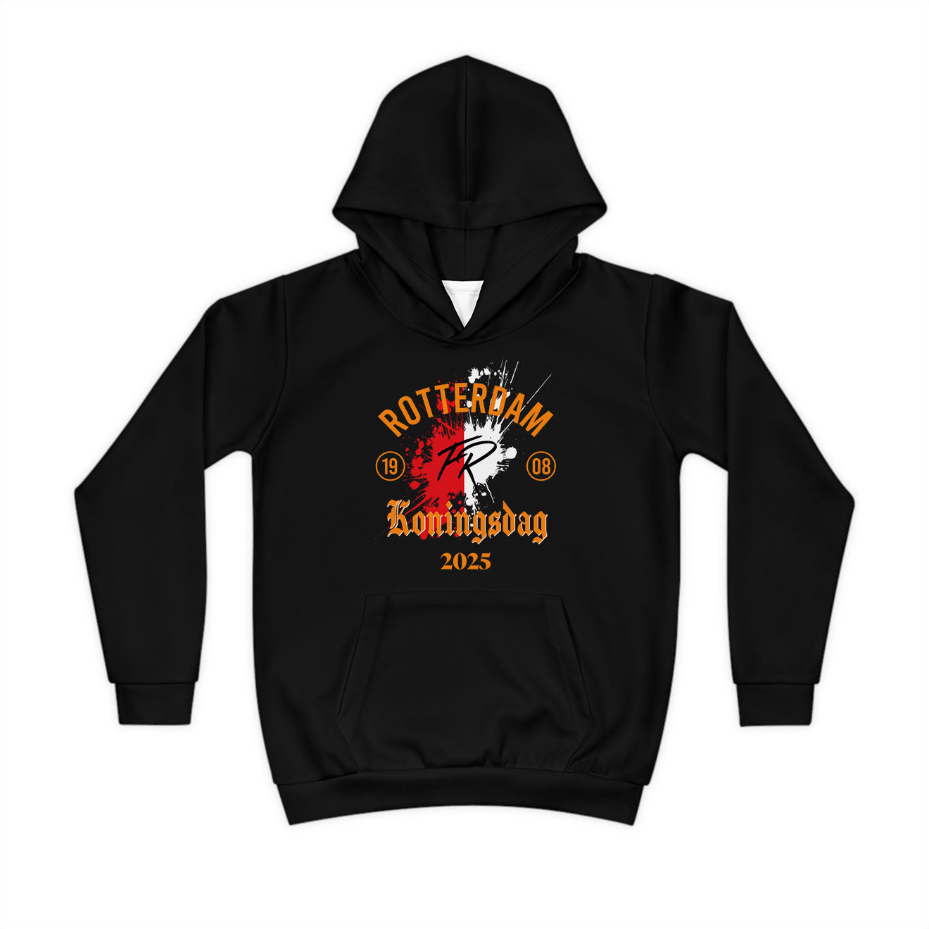 Hoodie regular zwart - kids - Koningsdag 2025 - Rotterdam FR 1908