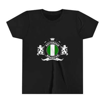 T-shirt regular zwart - kids - Het wapen van Rotterdam - logo voor groot