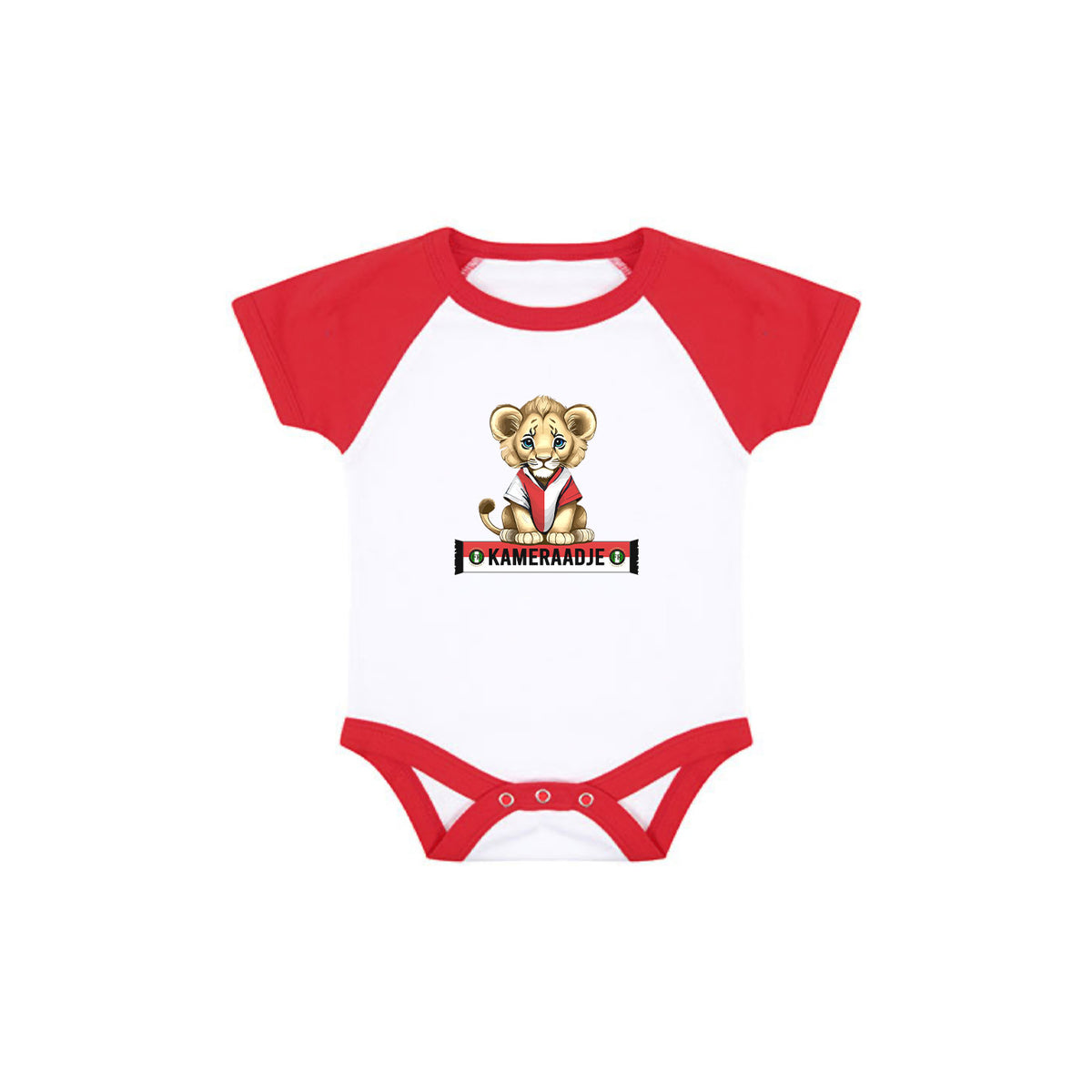 Rompertje wit/rood baby - Kameraadje leeuw