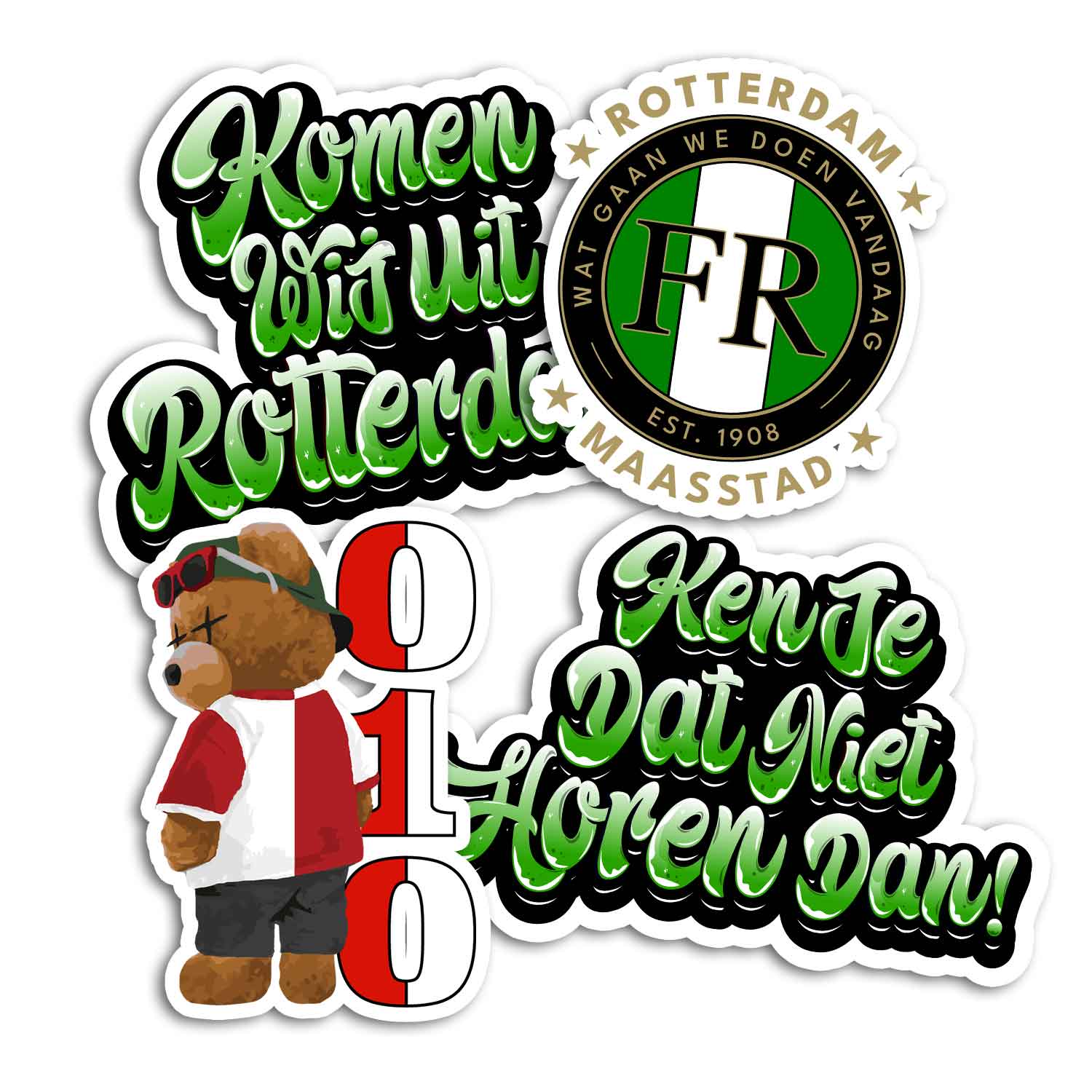Stickerset van 4 - 10cm – FR Fanshop