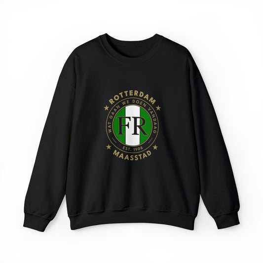 Sweater loose regular zwart - FR- Wat gaan we doen vandaag - logo voor groot