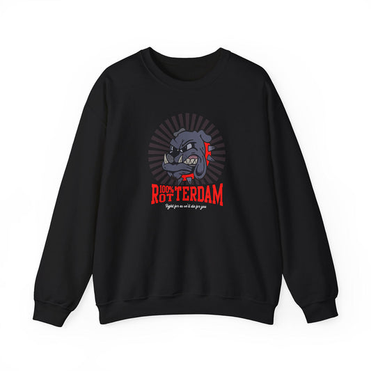 Sweater loose regular zwart - 100% Rotterdam - Bulldog - logo voor groot