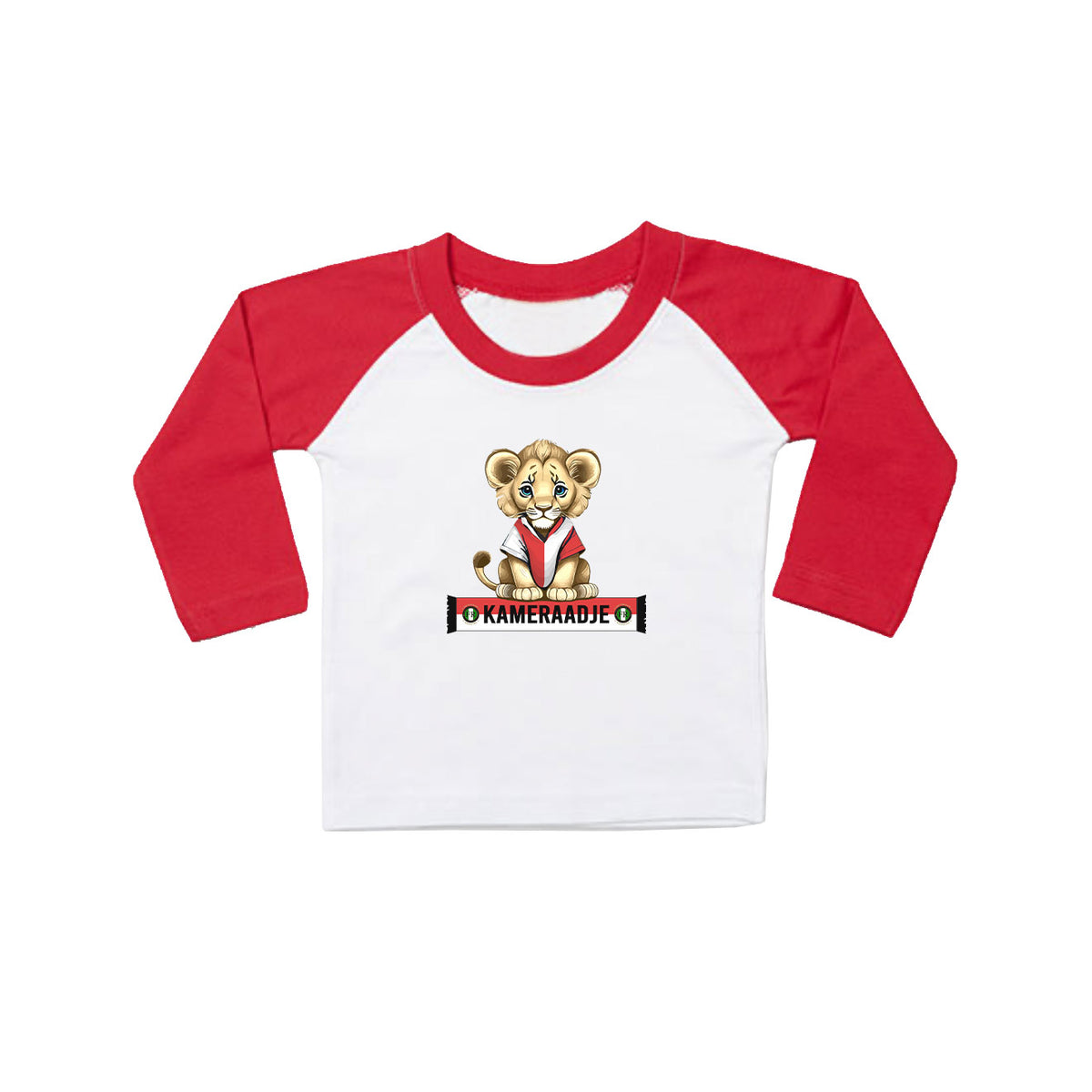T-shirt baby lange mouwen rood/wit - Kameraadje leeuw