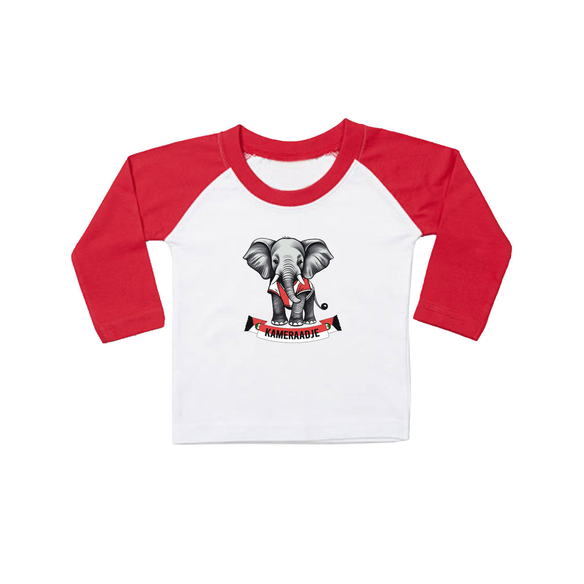 T-shirt baby lange mouwen rood/wit - Kameraadje olifant