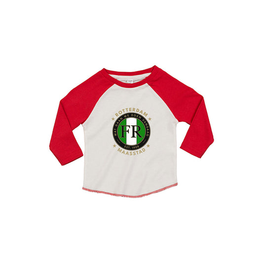 T-shirt baby lange mouwen rood/wit - FR - Wat gaan we doen vandaag - logo voor