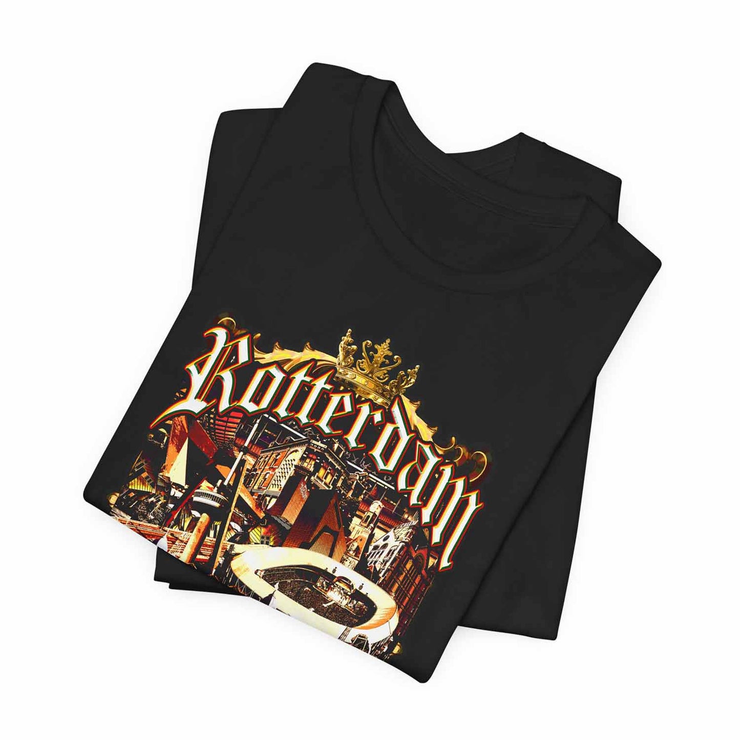 T-shirt regular zwart - Rotterdam gouden stad