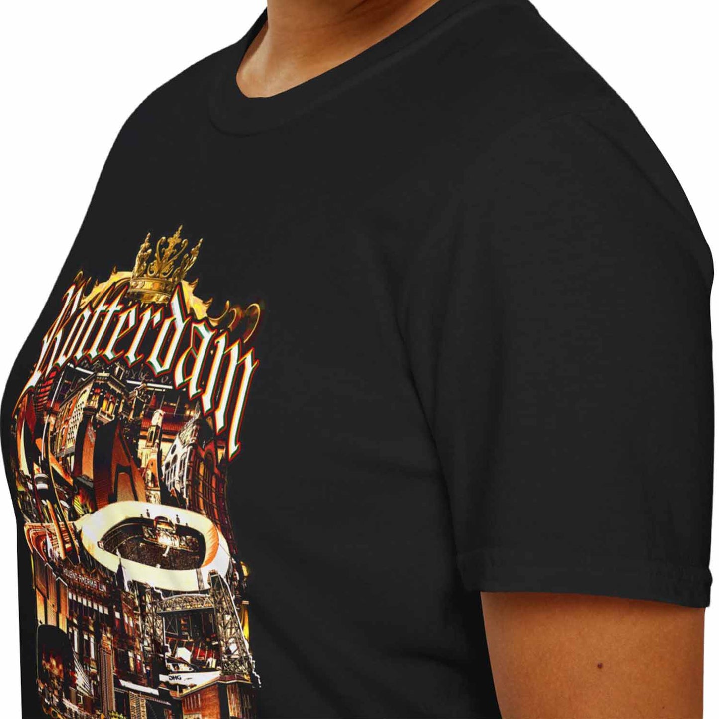 T-shirt regular zwart - Rotterdam gouden stad