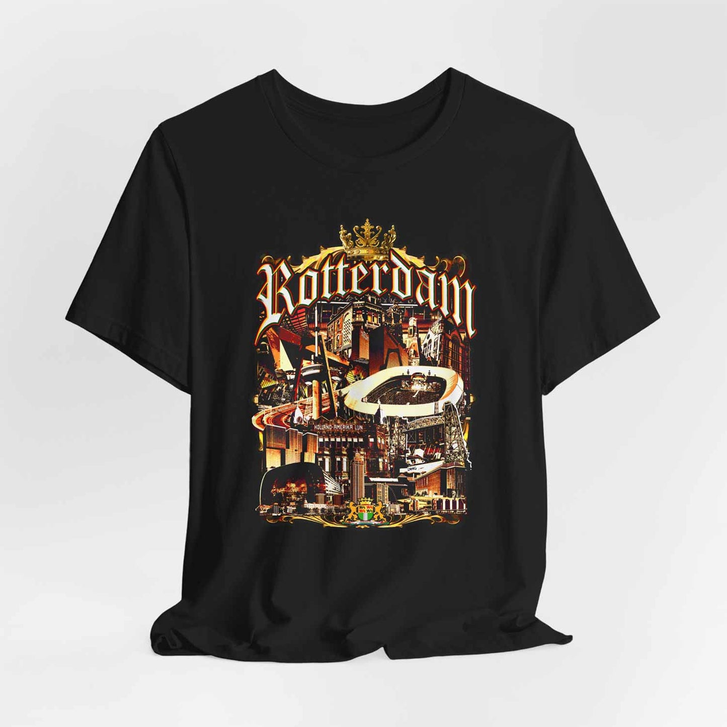 T-shirt regular zwart - Rotterdam gouden stad