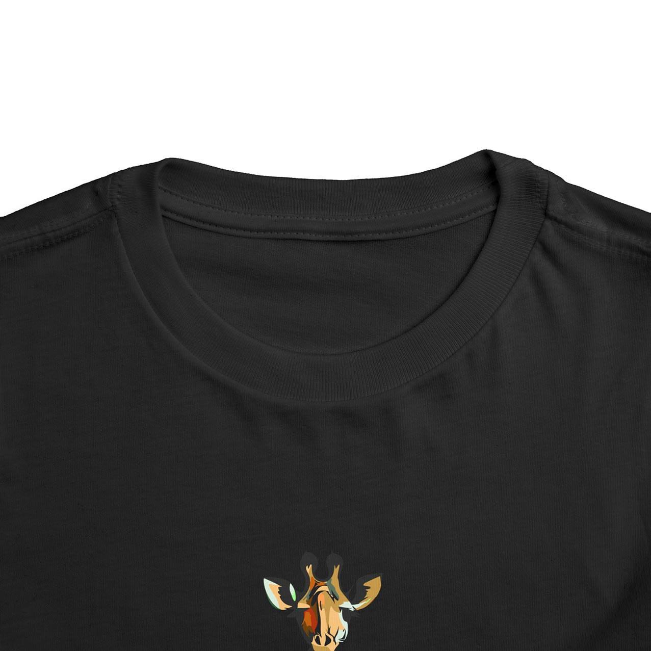 T-shirt regular zwart - kids - Kameraadje giraffe - logo voor groot