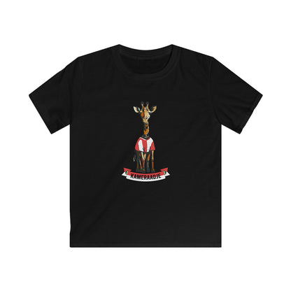 T-shirt regular zwart - kids - Kameraadje giraffe - logo voor groot