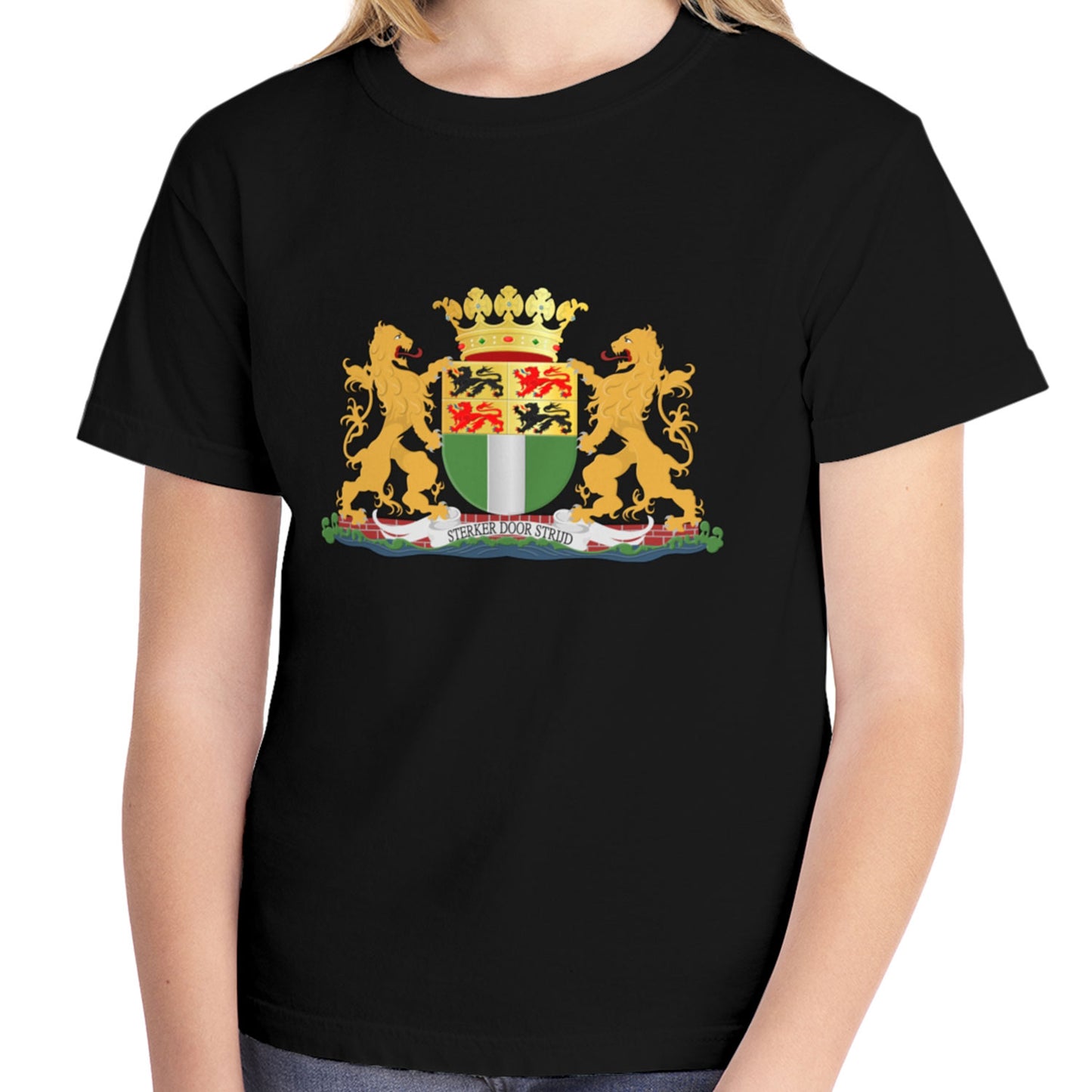 Zwart kinder t-shirt met het wapen van Rotterdam