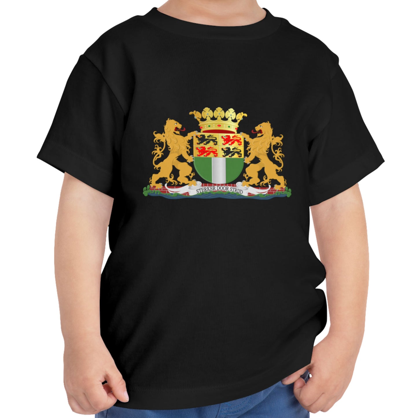 T-shirt regular zwart - Wapen van Rotterdam - logo voor groot
