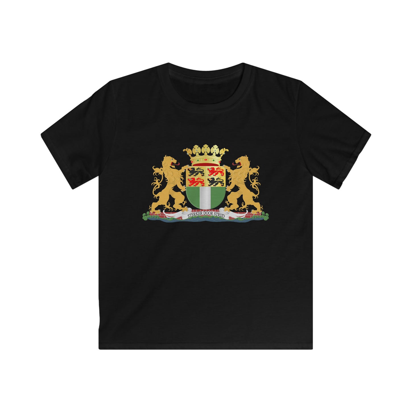 T-shirt regular zwart - Wapen van Rotterdam - logo voor groot