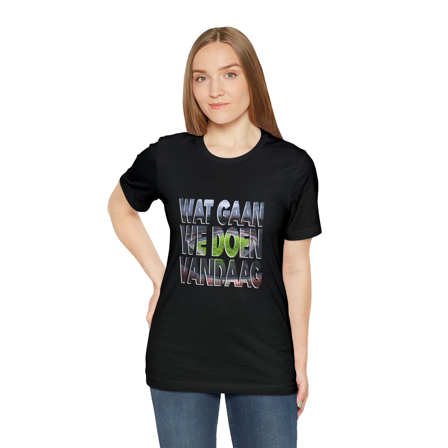 Zwart t-shirt de Kuip in wat gaan we doen vandaag letters