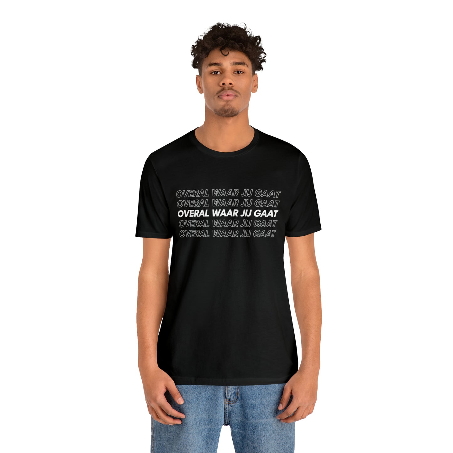 T-shirt regular zwart - Overal waar jij gaat - logo voor en achter