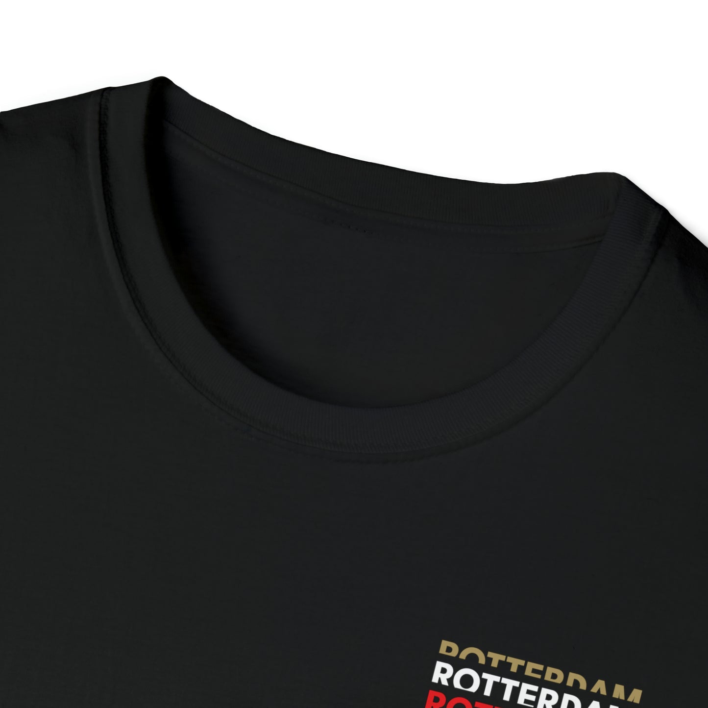 T-shirt regular zwart - Rotterdam goud wit rood - logo voor en achter