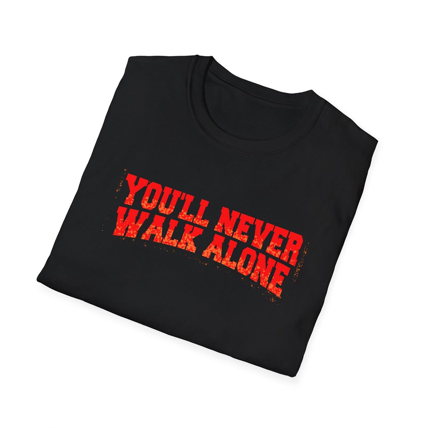 T-shirt regular zwart - You'll never walk alone - Fakkel rood