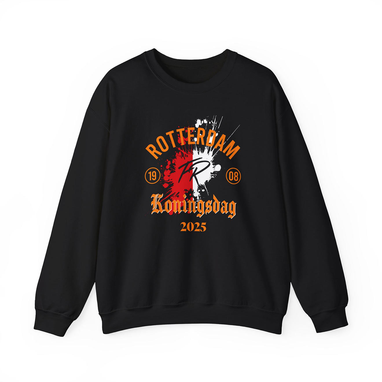 Sweater regular zwart - Koningsdag 2025 - Rotterdam FR 1908