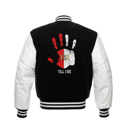 Varsity jas zwart - Till i die Hand - FR - logo links