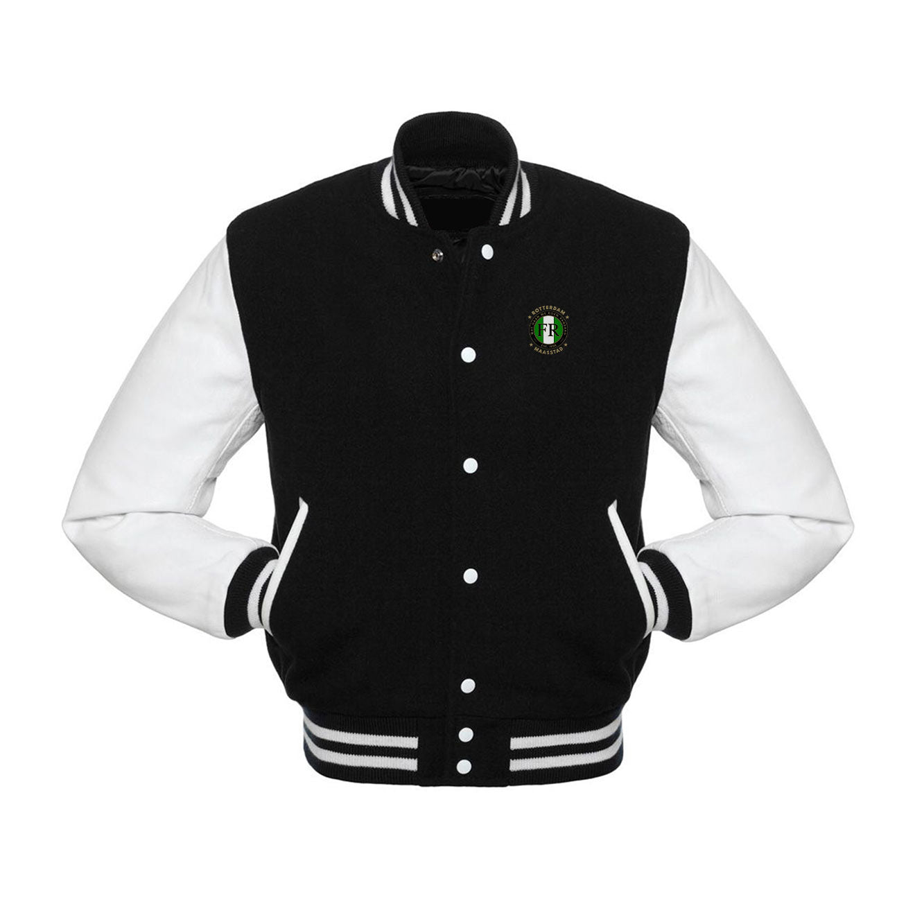 Varsity jas zwart - You never walk alone - Masker - FR - logo links