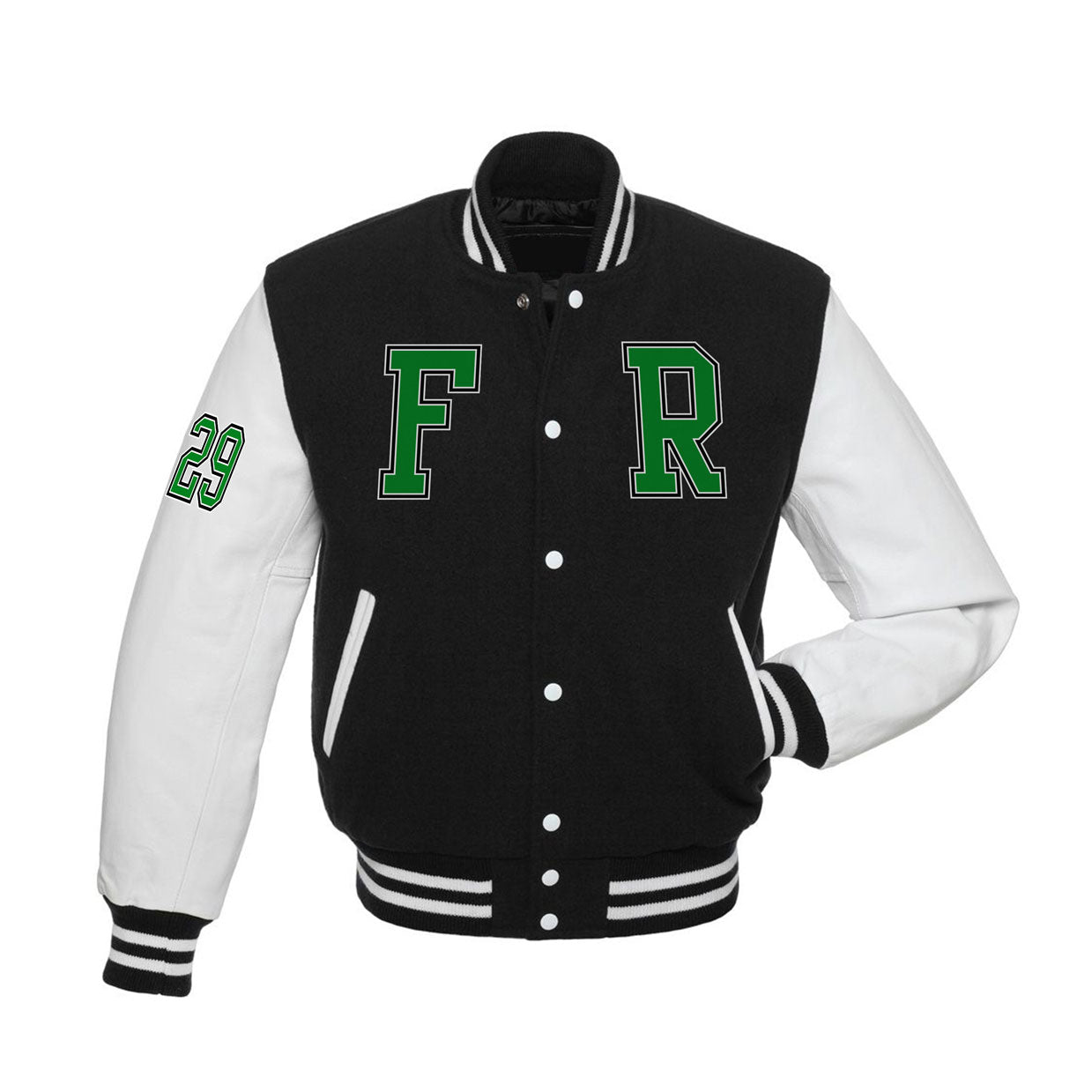 Varsity jas zwart - F R - 29 - logo's voor