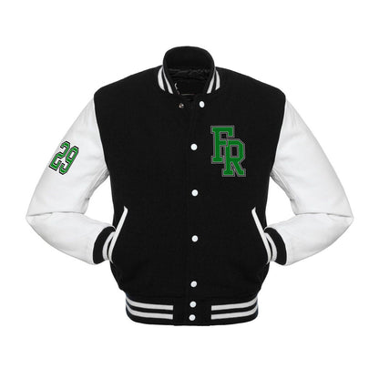 Varsity jas zwart - F over R - 29 - logo voor